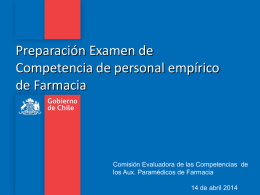 Preparación Examen de Competencia de personal empírico de Farmacia  Comisión Evaluadora de las Competencias de los Aux.