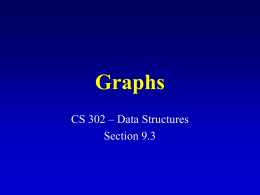 Graphs CS 302 – Data Structures Section 9.3 What is a graph? • A data structure that consists of a set of nodes (vertices)