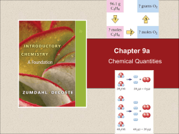 Chapter 9a Chemical Quantities Chapter 9  Table of Contents  9.1 9.2 9.3  Information Given by Chemical Equations Mole–Mole Relationships Mass Calculations.