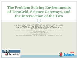 The Problem Solving Environments of TeraGrid, Science Gateways, and the Intersection of the Two J I M B A S N E Y.