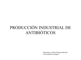 PRODUCCIÓN INDUSTRIAL DE ANTIBIÓTICOS  Bioquímica y Microbiología Industrial Universidad de Zaragoza Antibióticos • Sustancias químicas, producidas por microorganismos, que matan o inhiben el crecimiento de otros.
