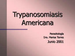 Trypanosomiasis Americana Parasitología Dra. Marisa Torres  Junio 2001 Generalidades      Enfermedad de Chagas CIE -10 B 57 infección zoonótica parasitaria agente infeccioso – protozoo flagelado Trypanosoma cruzi.