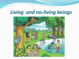 Living and no-living beings GLOSARY    Tree        Flowers    Children    Tablecloth    Squirrel    Bird  Water    Nest    Rocks    Boat    Crockery    Duck     Complete with living and no-living        The trees are living  __________ is ________  The water is ___________  The.