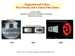 Magnetism and X-Rays: Past, Present, and A Vision of the Future Joachim Stöhr Stanford Synchrotron Radiation Laboratory Stanford University Static image Femtosecond single shot image 100 picoseconds.