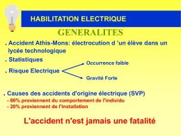 HABILITATION ELECTRIQUE  GENERALITES . Accident Athis-Mons: électrocution d ’un élève dans un lycée technologique .