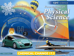 CHEMICAL CHANGE 17.2 Chapter Seventeen: Chemical Change 17.1 Chemical Reactions 17.2 Balancing Equations 17.3 Classifying Reactions.