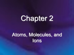 Chapter 2 Atoms, Molecules, and Ions Chapter #2 – Atoms, Molecules and Ions 2.1 The Early History of Chemistry 2.2 Fundamental Chemical laws 2.3 Dalton’s.