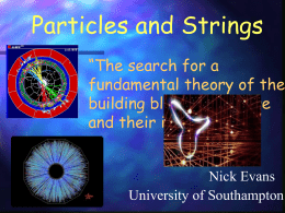 Particles and Strings  “The search for a fundamental theory of the building blocks of nature and their interactions”  Nick Evans University of Southampton.