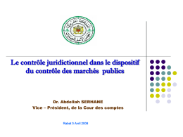 Le contrôle juridictionnel dans le dispositif du contrôle des marchés publics  Dr.