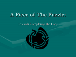 A Piece of The Puzzle: Towards Completing the Loop Economic Model • Resources are viewed: – As means to an end – As unlimited.