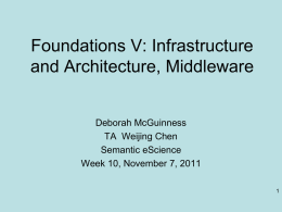Foundations V: Infrastructure and Architecture, Middleware  Deborah McGuinness TA Weijing Chen Semantic eScience Week 10, November 7, 2011