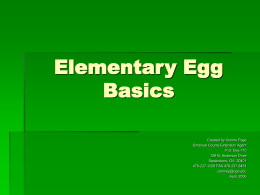 Elementary Egg Basics Created by Connie Page Emanuel County Extension Agent P.O. Box 770 129 N.