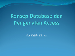 Nur Kabib, SE., Ak TUJUAN    Menjelaskan tentang Konsep Database Mengenalkan Microsoft Access.