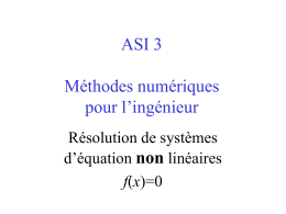 ASI 3 Méthodes numériques pour l’ingénieur Résolution de systèmes d’équation non linéaires f(x)=0 Introduction • Comment résoudre le système suivant ?  3x  y  z  