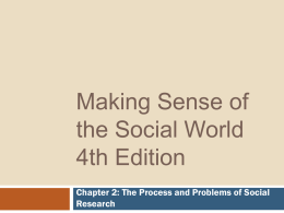 Making Sense of the Social World 4th Edition Chapter 2: The Process and Problems of Social Research.