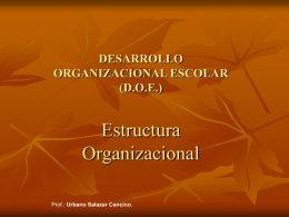 DESARROLLO ORGANIZACIONAL ESCOLAR (D.O.E.)  Estructura Organizacional Prof.: Urbano Salazar Cancino. Estructura Organizacional Es el modo en el que están organizadas las personas al interior de la unidad.
