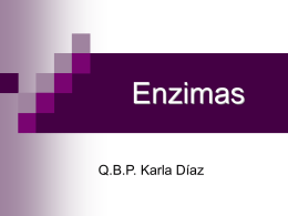 Enzimas Q.B.P. Karla Díaz Enzimas       Son catalizadores de gran eficiencia y especificidad. Aceleran la aproximación de una reacción a su equilibrio. Son muy específicas para los.