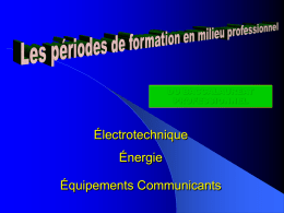 DU BACCALAUREAT PROFESSIONNEL  Électrotechnique  Énergie Équipements Communicants Situations de travail spécifiées et réalisées en milieu professionnel.