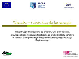 Wierzba – świętokrzyski las energii. Projekt współfinansowany ze środków Unii Europejskiej, z Europejskiego Funduszu Społecznego oraz z budżetu państwa w ramach Zintegrowanego Programu.