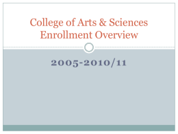 College of Arts & Sciences Enrollment Overview 2005-2010/11 CAS Overview  CAS had 74 majors in fall 2011 or 42% of University  total.  CAS.