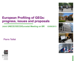 European Profiling of GEGs: progress, issues and proposals Joint UNECE/OECD/Eurostat Meeting on BR  Pierre Teillet  03/09/2013