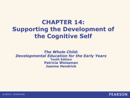 CHAPTER 14: Supporting the Development of the Cognitive Self The Whole Child: Developmental Education for the Early Years Tenth Edition  Patricia Weissman Joanne Hendrick.
