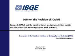 EGM on the Revision of ICATUS Session 3: ICATUS and the classification of productive activities outside the SNA production boundary (Unpaid work.