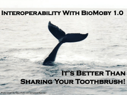 Interoperability With BioMoby 1.0  It’s Better Than Sharing Your Toothbrush! Photo taken by http://flickr.com/people/mfsarwar/