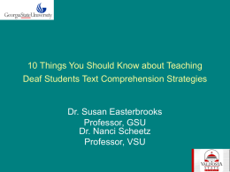 10 Things You Should Know about Teaching Deaf Students Text Comprehension Strategies  Dr.