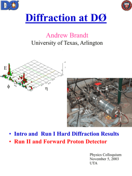Diffraction at DØ Andrew Brandt University of Texas, Arlington  E f  h  • Intro and Run I Hard Diffraction Results • Run II and Forward Proton Detector Physics.