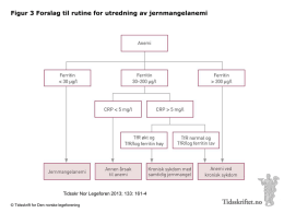 Figur 3 Forslag til rutine for utredning av jernmangelanemi  Tidsskr Nor Legeforen 2013; 133: 161-4 &copy; Tidsskrift for Den norske legeforening.