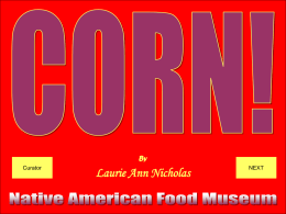 By Curator  Laurie Ann Nicholas  NEXT Recipes  open  Corn Garden about All The  Click Corn Below First  Fun Facts  Just for Fun - Enter  Corn Hall This way  End Show.