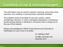 Conditions of Use & Acknowledgement This information may be used for research, teaching, and private study purposes.