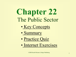 Chapter 22 The Public Sector • Key Concepts • Summary • Practice Quiz • Internet Exercises ©2000 South-Western College Publishing.
