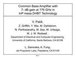 Common Base Amplifier with 7- dB gain at 176 GHz in InP mesa DHBT Technology  V.