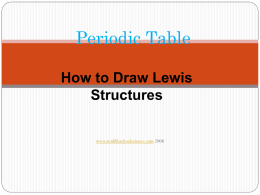 Periodic Table How to Draw Lewis Structures www.middleschoolscience.com 2008 Lewis Structures Find your element on the periodic table. 2) Determine the number of valence electrons. 3)