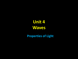 Unit 4 Waves Properties of Light Reminder… • a wave is a disturbance that transfers energy.