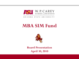 MBA SIM Fund  Board Presentation April 30, 2010 2009-2010 Student Managers Spencer Rands  Himanshu Gupta  W.P.