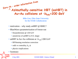 ^ Azimuthally-sensitive HBT (asHBT) in Au+Au collisions at sNN=200 GeV Mike Lisa, Ohio State University for the STAR Collaboration  • motivation – why study.