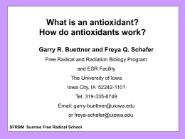 What is an antioxidant? How do antioxidants work? Garry R. Buettner and Freya Q.