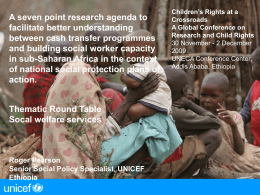 A seven point research agenda to facilitate better understanding between cash transfer programmes and building social worker capacity in sub-Saharan Africa in the context of.