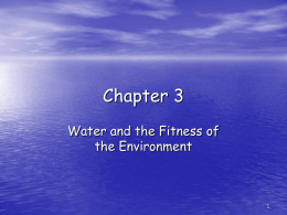 Chapter 3 Water and the Fitness of the Environment Importance of water • Overview: The Molecule That  Supports All of Life • Water is the.