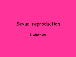 Sexual reproduction L Mathias Sexual reproduction • Sexual reproduction is the production of offspring from two parents using gametes.