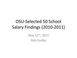 OSU-Selected 50 School Salary Findings (2010-2011) May 12th, 2011 Rob Godby Background on comparisons • OSU market Association of Public and Land-Grant Universities and other.