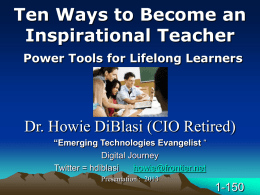 Ten Ways to Become an Inspirational Teacher Power Tools for Lifelong Learners  Dr.
