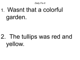 Daily Fix-It  1.  Wasnt that a colorful garden.  2. The tullips was red and yellow.