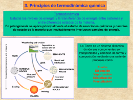 3. Principios de termodinámica química Termodinámica Estudia los niveles de energía y la transferencia de energía entre sistemas y entre diferentes estados de.