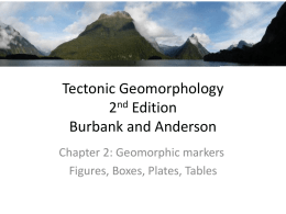 Tectonic Geomorphology 2nd Edition Burbank and Anderson Chapter 2: Geomorphic markers Figures, Boxes, Plates, Tables.