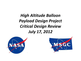 High Altitude Balloon Payload Design Project Critical Design Review July 17, 2012 Design Team: Jen Hoff (EE) Kate Ferris (EE) Alison Figueira (CS) Makenzie Guyer (CS) Kaysha Young.