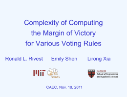 Complexity of Computing the Margin of Victory for Various Voting Rules Ronald L.
